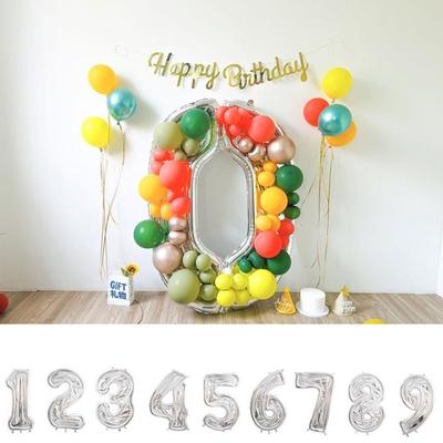 Aluminum Film Number Balloon Stand 3D Silver Balloon Filling Frame  Party Decoration