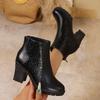 Fashion Women's New Ankle Boots 2025 Autumn Thick High-heeled Short Boots Back Zipper Splicing Plus Size Fashion Short Botines Mujer