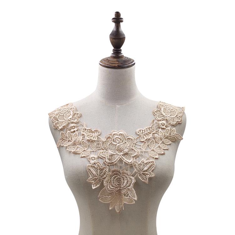 Water-Soluble Embroidered Lace Collar - DIY 3D Hollow Polyester Silk Accessory