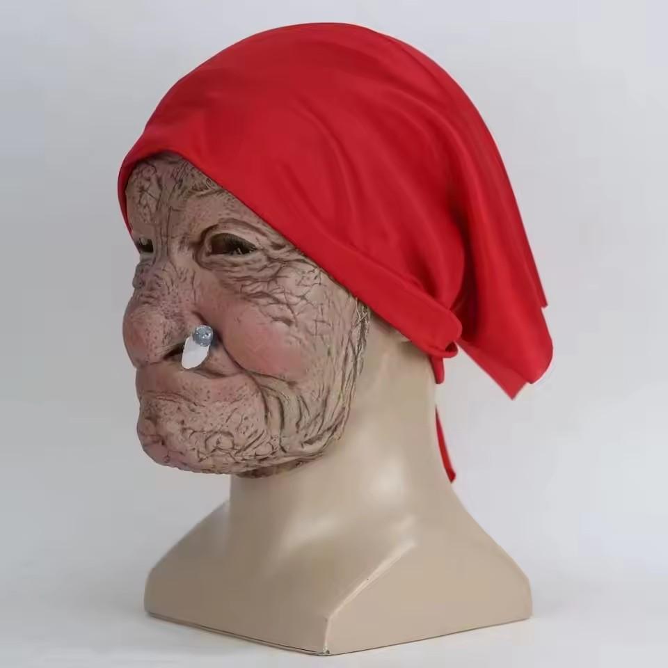 Donna Uomo Maschera Testa Intera Viso Realistica Silicone Nonno Nonna Maschera Forniture di Simulazione Decorazione Halloween Oggetti di Scena Cosplay per Feste
