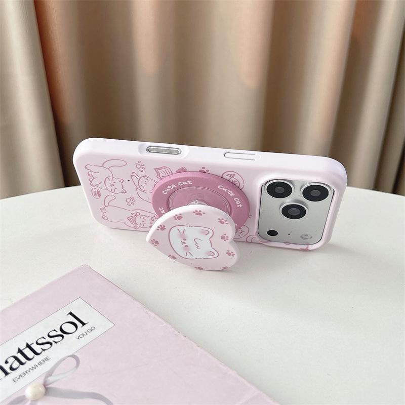 Korean Magnetic Cat Stand iPhone Case: Compatible with iPhone 17/16 Pro Max/15 Pro 16 Pro Max