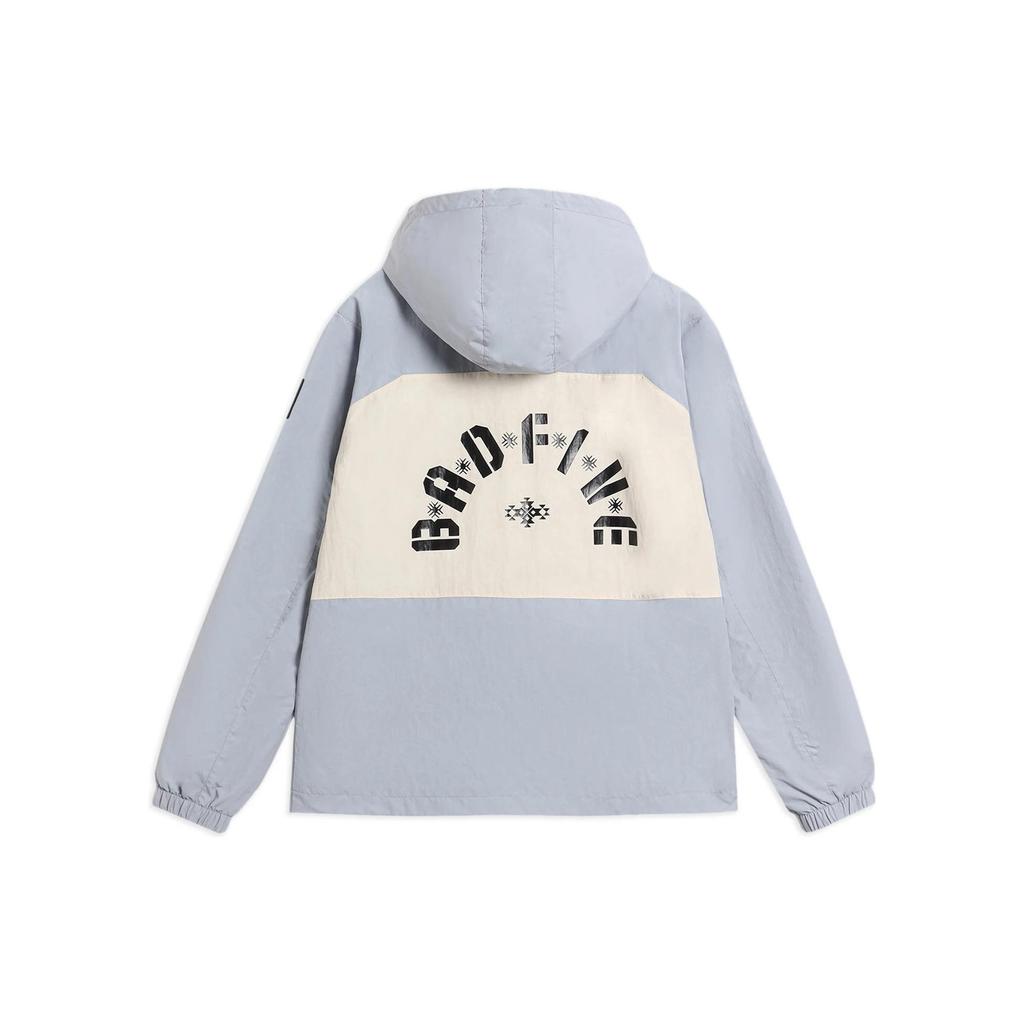 Li Ning Anti-Five Series Letter Color Block Printed Sports Hooded Windbreaker Men Outerwear Gray AFDS065-1