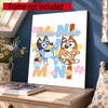 Bluey Customize Your Name Diamond Painting Round Diamond Diy Frameless Holiday Artwork Suitable For Home Office Wall Decoration