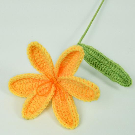 Gehäkelte Tulpe mit Stiel Blatt Handgefertigt Strickblume Ornament Garn Florale Dekoration Muttertag Geburtstag Weihnachtsgeschenk