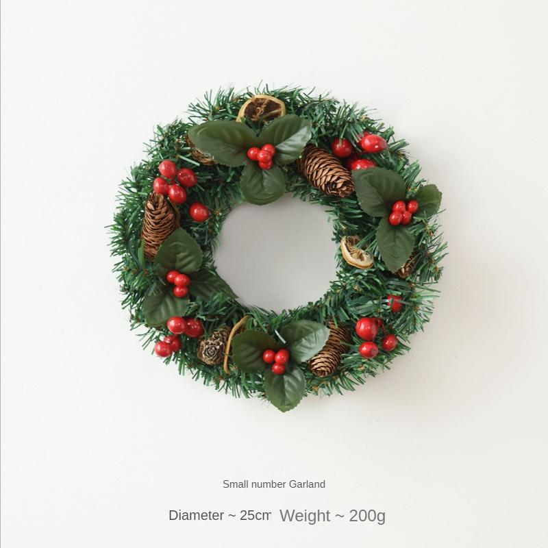 Corona de Navidad Colgante para Puerta Principal Ratán Aguja de Pino Artificial Nieve Guirnaldas Adorno Colgante Año Nuevo Navidad Decoración del Hogar