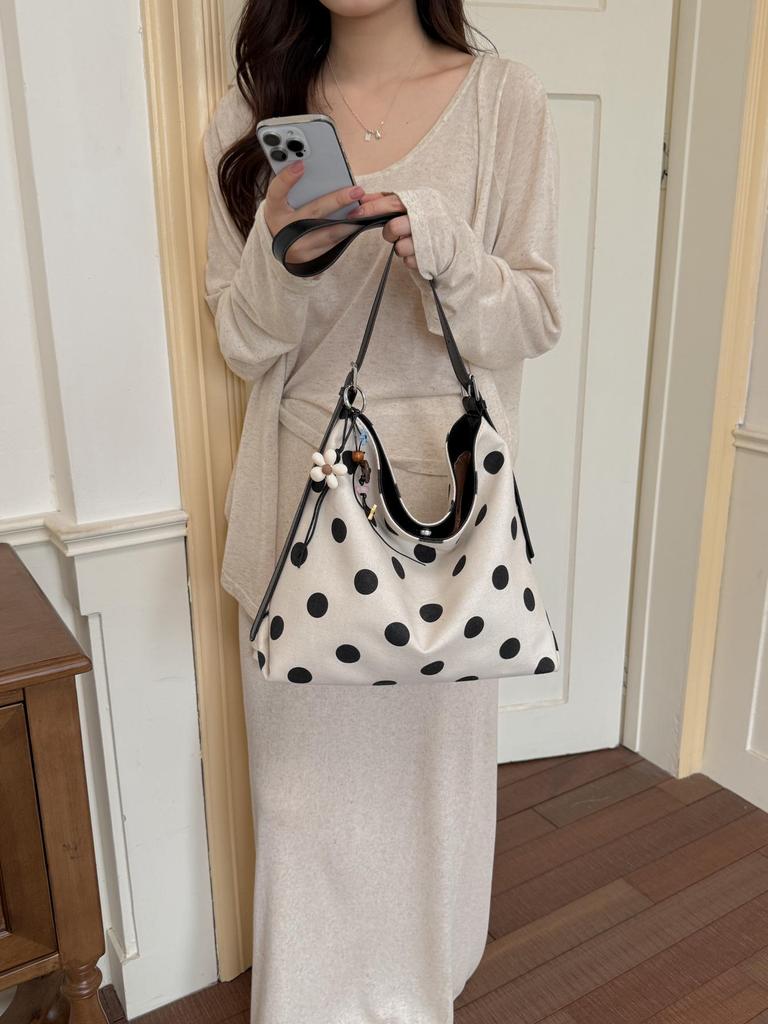 Lässige Polka Dot Damen-Crossbody-Tasche mit großer Kapazität, leicht - Vielseitige Umhängetasche für den Weg zur Arbeit 2026