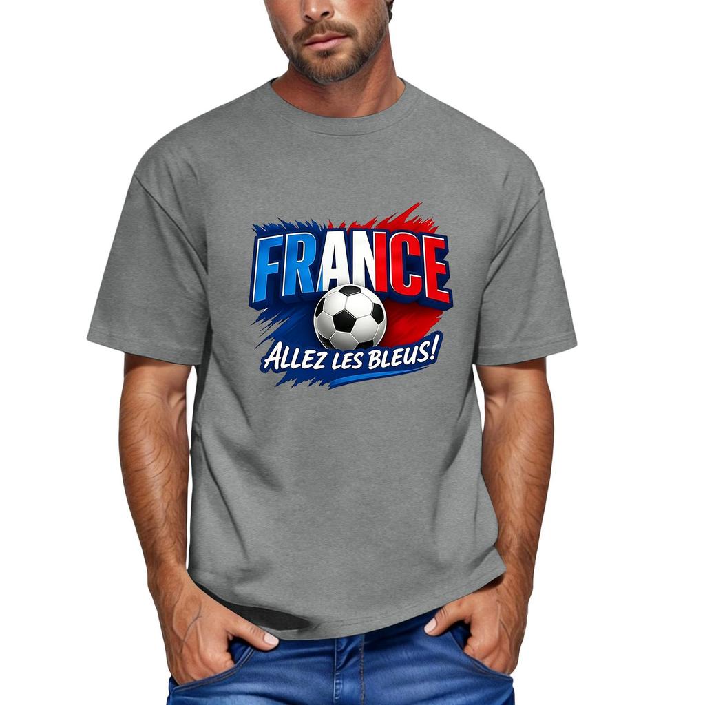 Men's Short Sleeve Crew Neck T-Shirt with Football Graphic and Text Print Casual Fit Lightweight Top for Everyday Wear