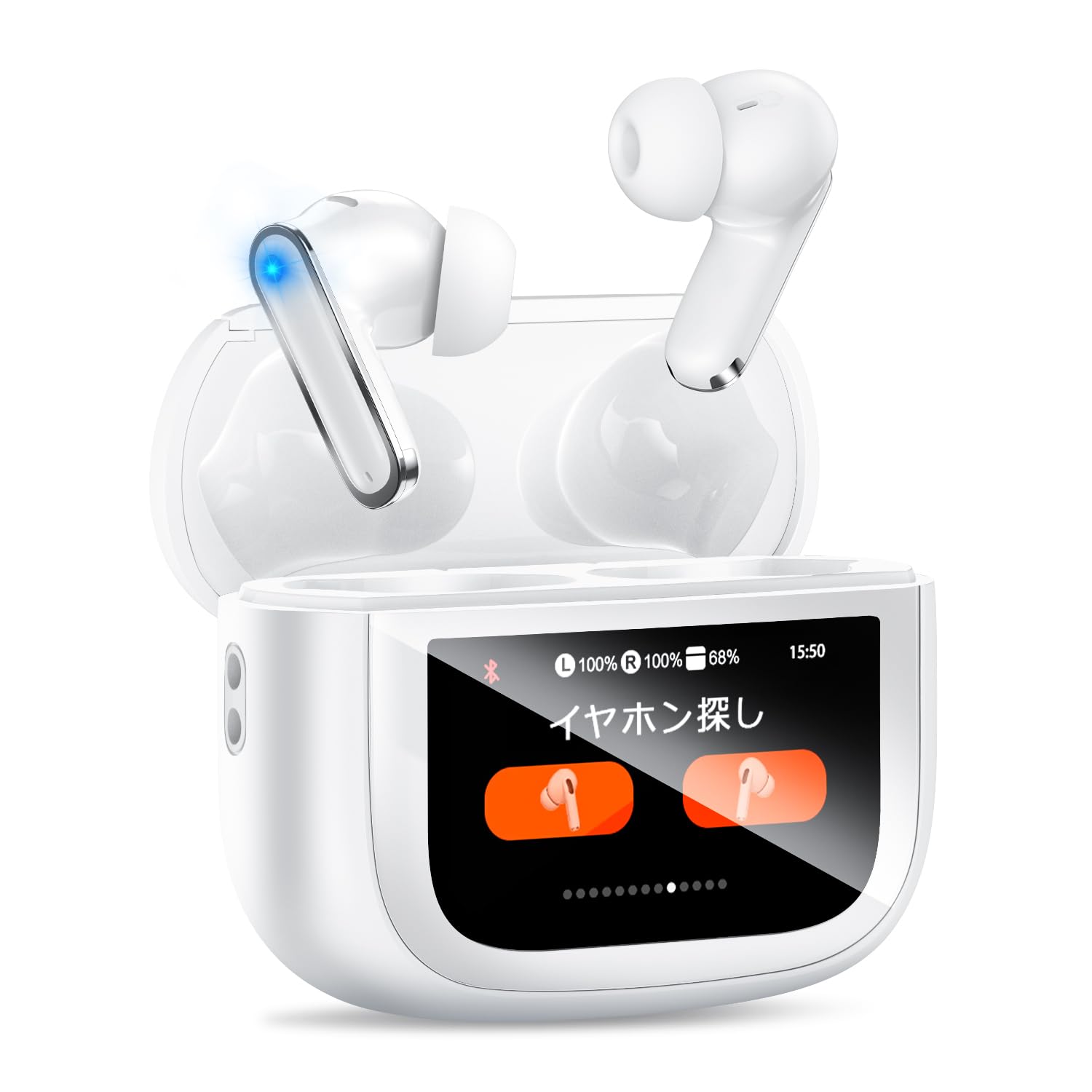 

Беспроводные Bluetooth-наушники Bluetooth ANC Bluetooth-наушники с до 50 часов мгновенного подключения при открытии, автоматический Hi-Fi звук, быстрая белый