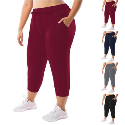 Modne damskie casualowe luźne joggersy sportowe 7/8 z mankietami w rozmiarze plus