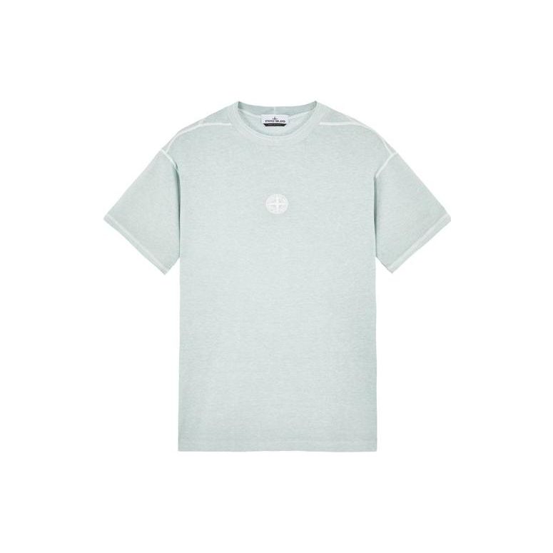 STONE ISLAND Мужская футболка с коротким рукавом и круглым вырезом однотонная с вышивкой логотипа весна-лето 2023 781520957-V0141 M 14600₽