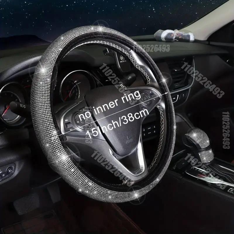 Full Drill Car Steering Wheel Cover Airbag Cover Cup Mat One Touch Start Button Automobile Safety Belt Accessories Shoulder Prot