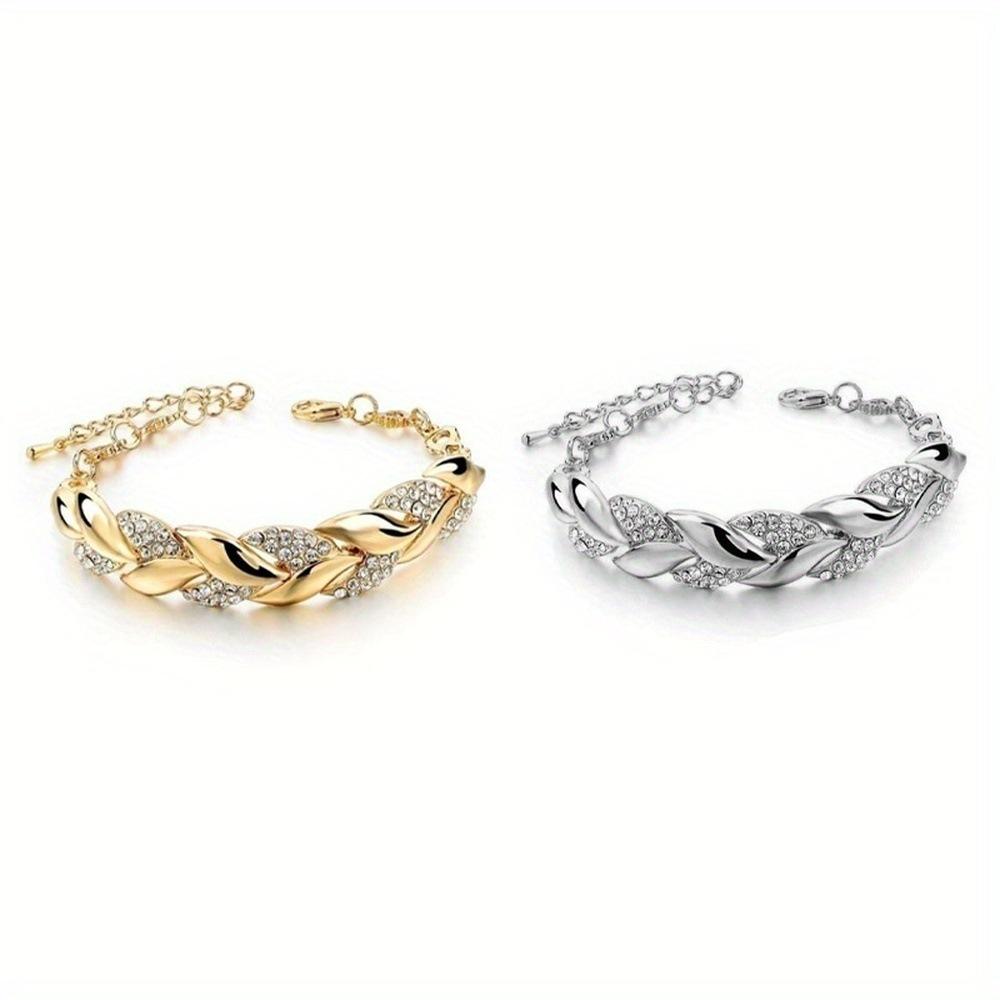 Gold- und Silberblatt-Armband, Modisches Minimalistisches Armband für Damen