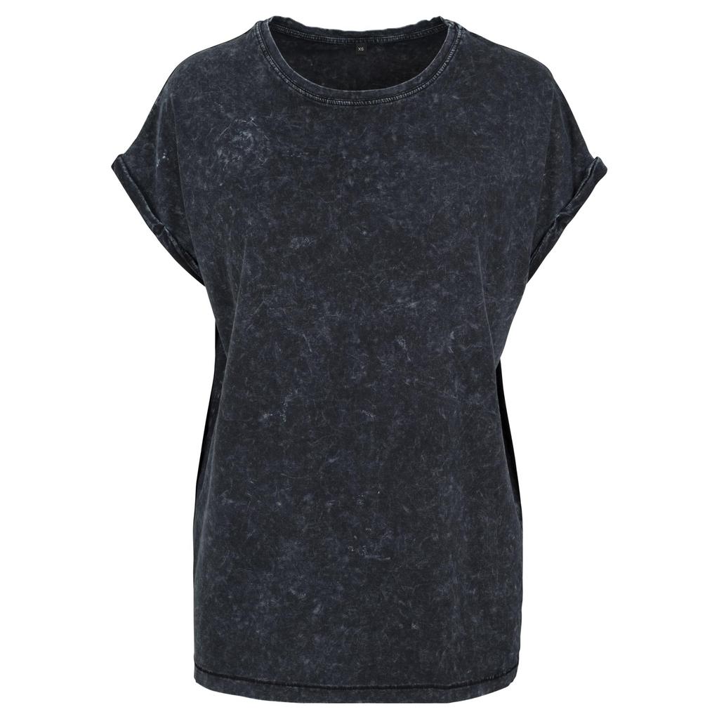 Build Your Brand Womens/Ladies Acid Wash Extended Shoulder T-Shirt