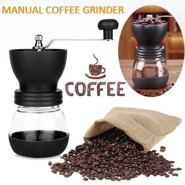 Manual Coffee Been Mill Stainless Steel Handle Coffee Grinder with Storage Glass Jar LS