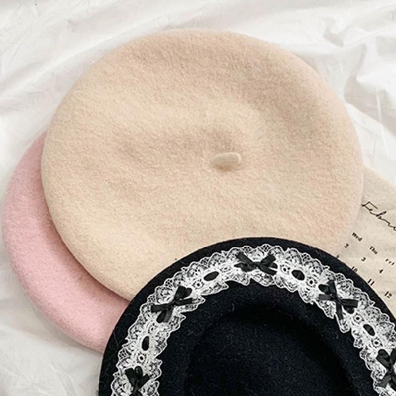 Trendy Painter Hat with Bows Flat Hat British Beret for Dating Photography Cabbie Headwear Painter Hat Autumn