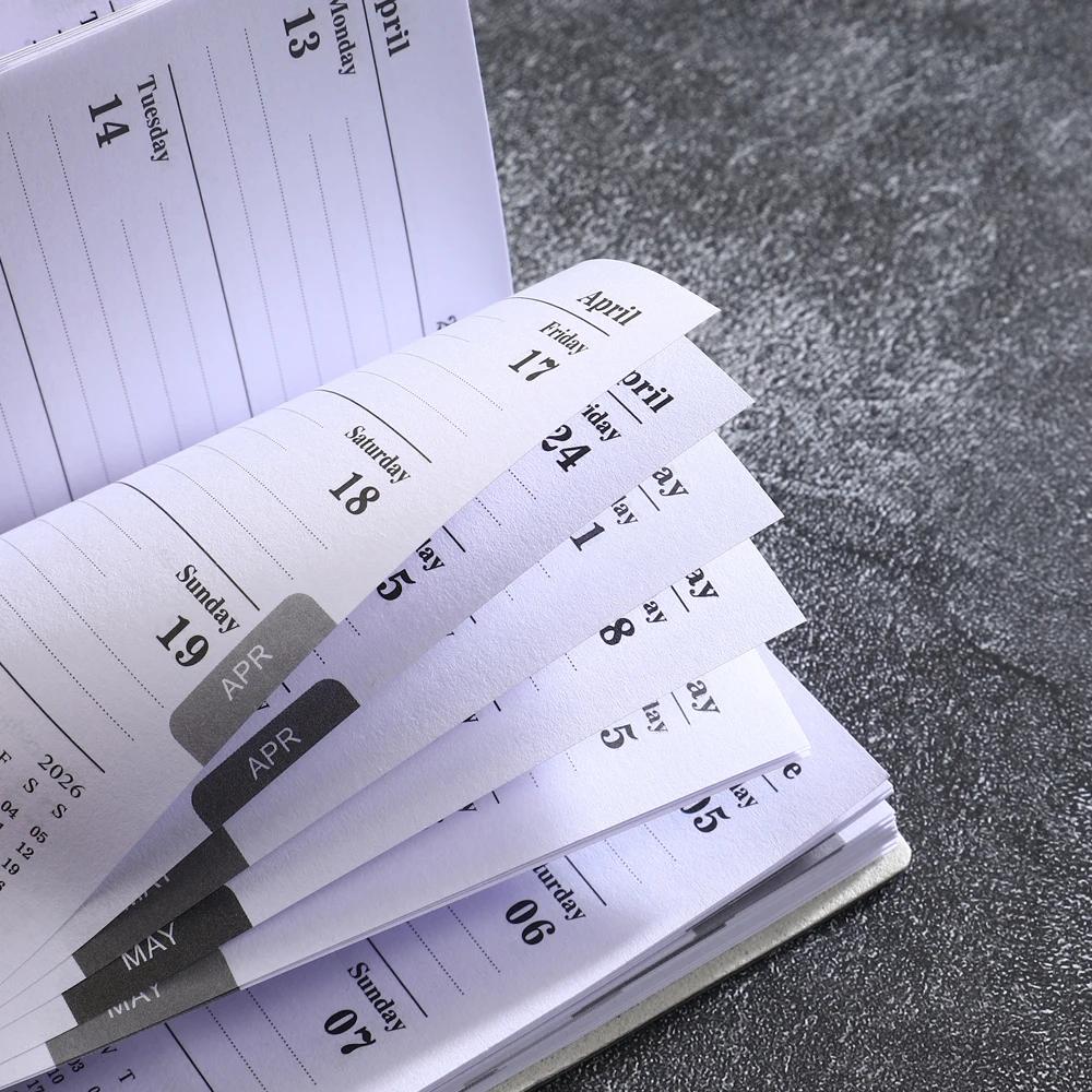 A7 specification 2026 English planner book, mini portable pocket daily schedule book, 64 sheets 128 page thin weekly calendar