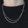 European and American personalized double-layer OT buckle necklace for men and women, simple hip-hop punk thick and thin chain,