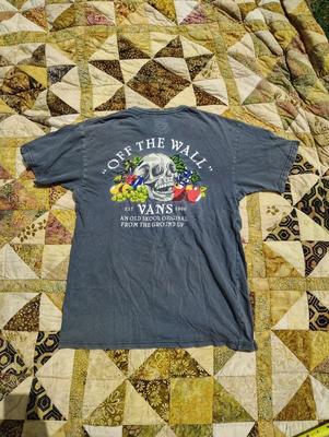 Vans Masculino ; Camiseta Unisex Cinza Escuro Caveira Off The Wall Grunge Skate Y2K Estilo Vintage