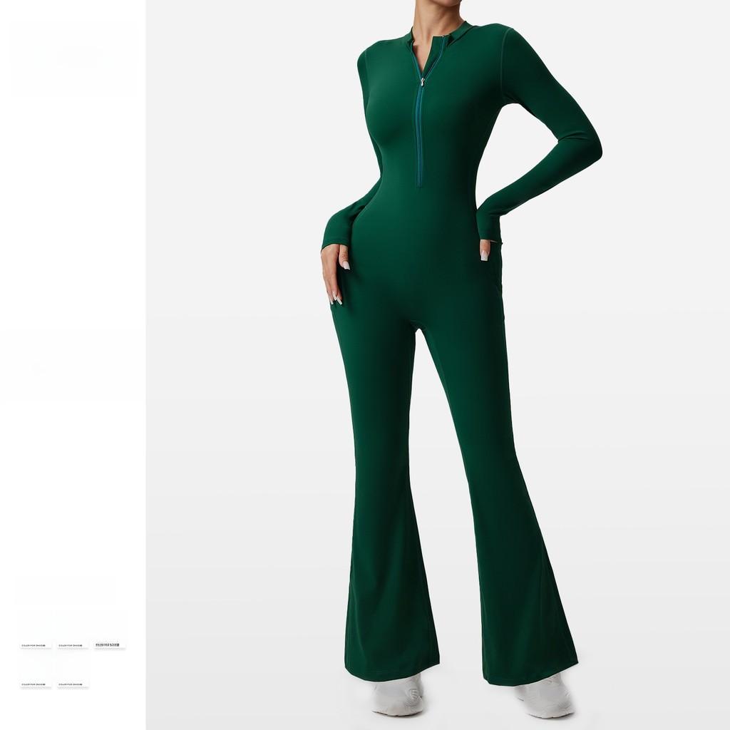 Yoga Jumpsuit With Moisturewicking Fabric Long Sleeve For Fitness And Workout