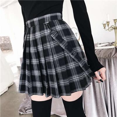 Ins Dámská sukně Scotland Kostkovaná minisukně Punk Gotická Vysoký Pas Skládaný Šaty Ležérní Tenká sexy sukně
