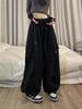 Retro High-Waisted Wide Leg Cargo Pants for Women - Street Dance Hip Hop Trousers, Straight Leg, Floor-Length