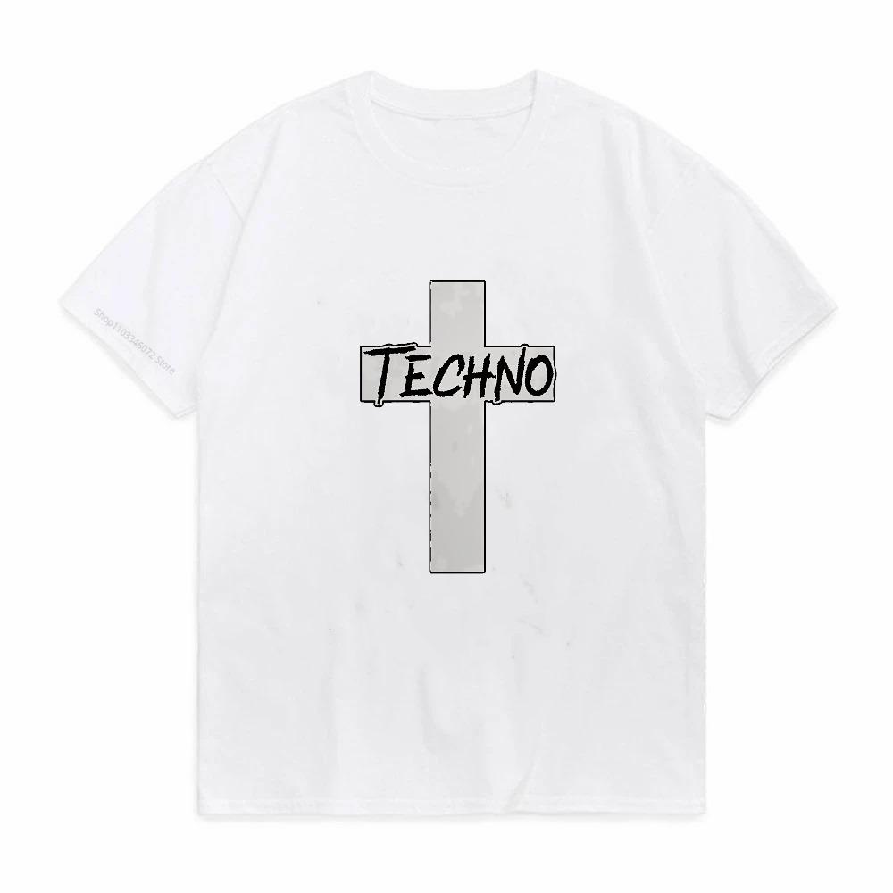 TECHNO CROSS PRINTED T SHIRT men women Short Sleeve tShirt Clothing Trend Casual Slim Fit Summer o neck Tops Tees fashion tshirt