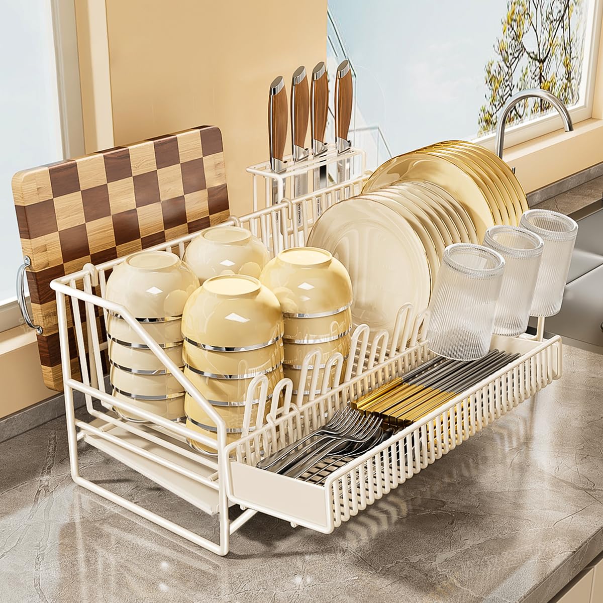 Trusthere Посуда Большая Вместимость Кухонная Посуда Сушильное Место Палочки для еды Нож Разделочная доска Легкая Сборка Сушилка Сушилка Горизонтальная Нержавеющая 10878₽