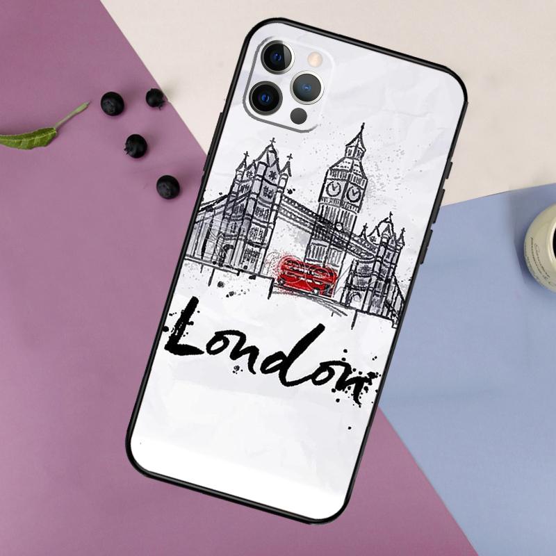 London Red Bus Big Ben Phone Case For iPhone 17 16 15 14 11 12 13 Pro Max Plus 12 13 mini 16e 17 Air Bumper Cover