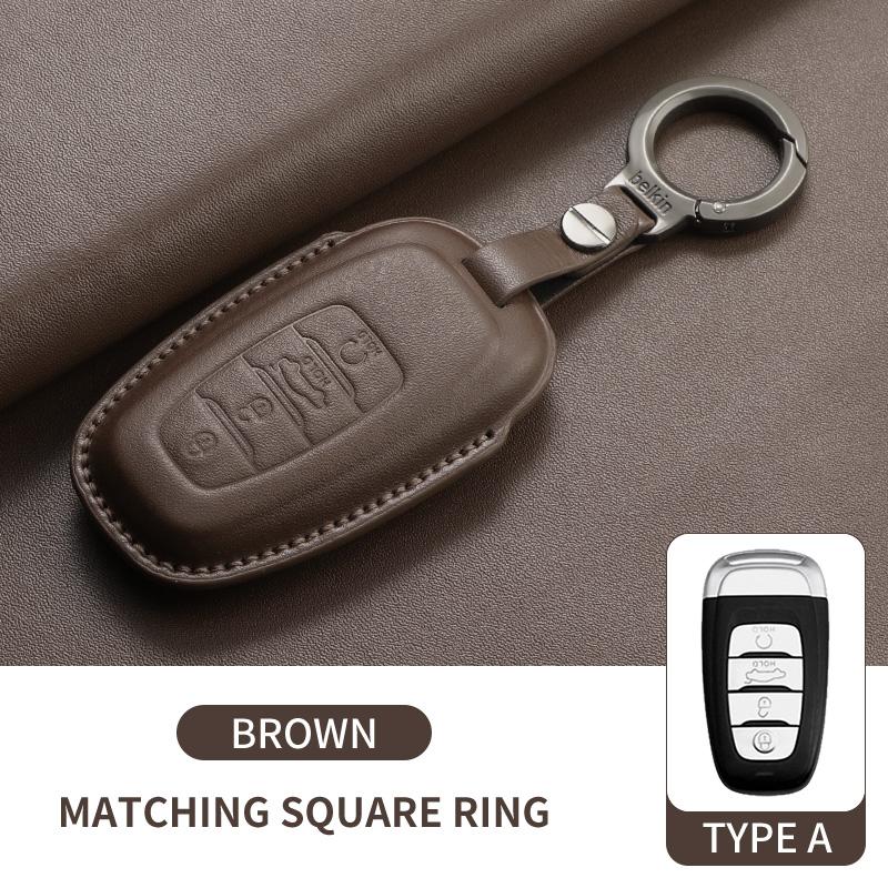 Leather Car Remote Key Case Cover Shell Fob For FAW Hongqi H5 HS5 H9 HS7 H7 L5 HS3 L9 E-HS9 E-QM5 LS7 E-HS3 Keychain Accessories