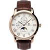 Salvatore Mara Armbanduhr Mondphase Multikalender 5 ATM wasserdicht Business Formal Herren Lederarmband limitiertes Modell Roségold Weiß