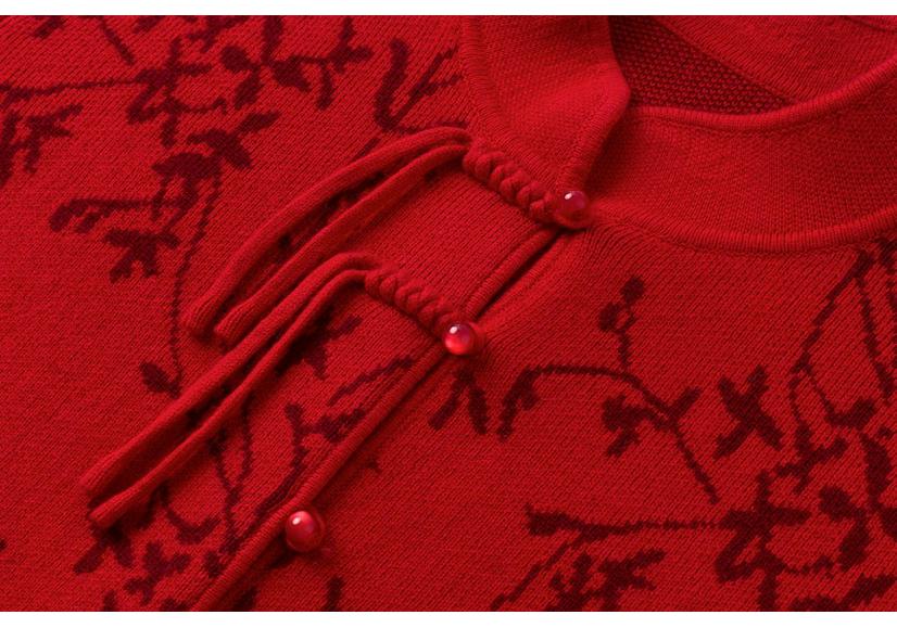 2025 Autumn/Winter Chinese Style Thick Wool Cardigan Sweater Coat for Women - Plus Size Loose Fit Mother's Outerwear