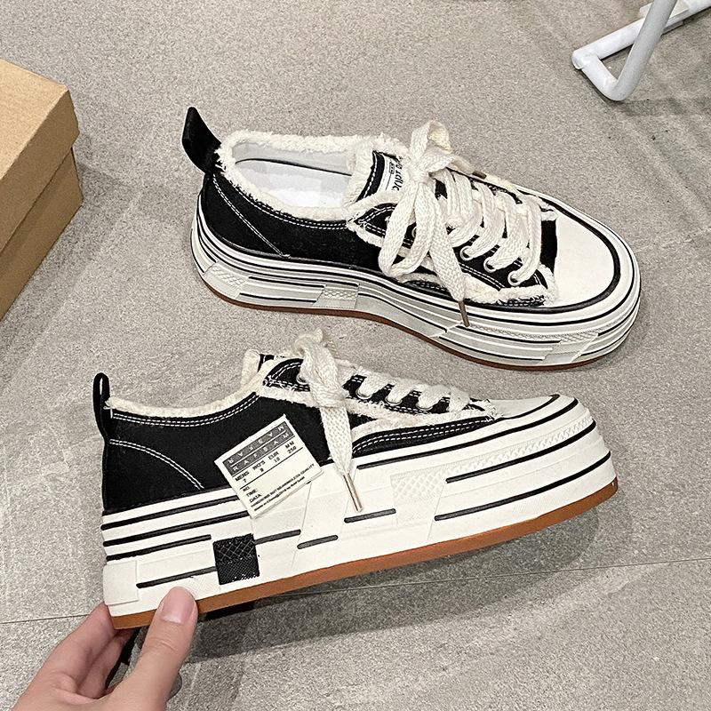 Spring thick-soled heightening muffin board shoes women's European white shoes casual muffin tide