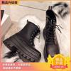 Soft Leather Heightened Thick-soled Black Legs Small British Style Advanced Sense New Autumn and Winter Lightweight Martin Boots