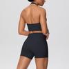 Cross-Border Halter Sports Vest & High-Waist Pocket Yoga Shorts Set