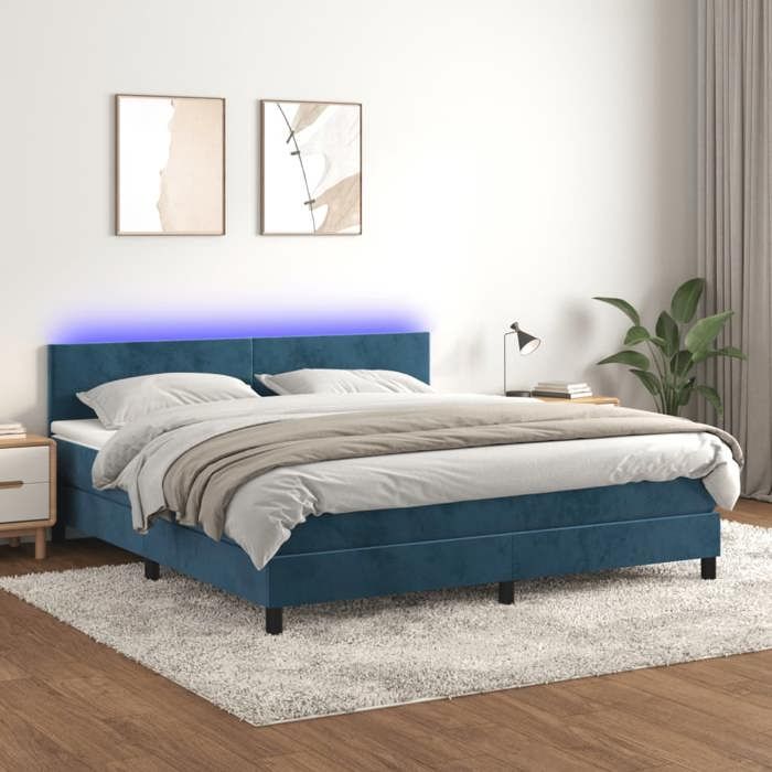 VidaXL Slatted Bed Base with Mattress and LED, Upholstered Bed, Double Bed, Adult Bed for Interior Bedroom, 3134295