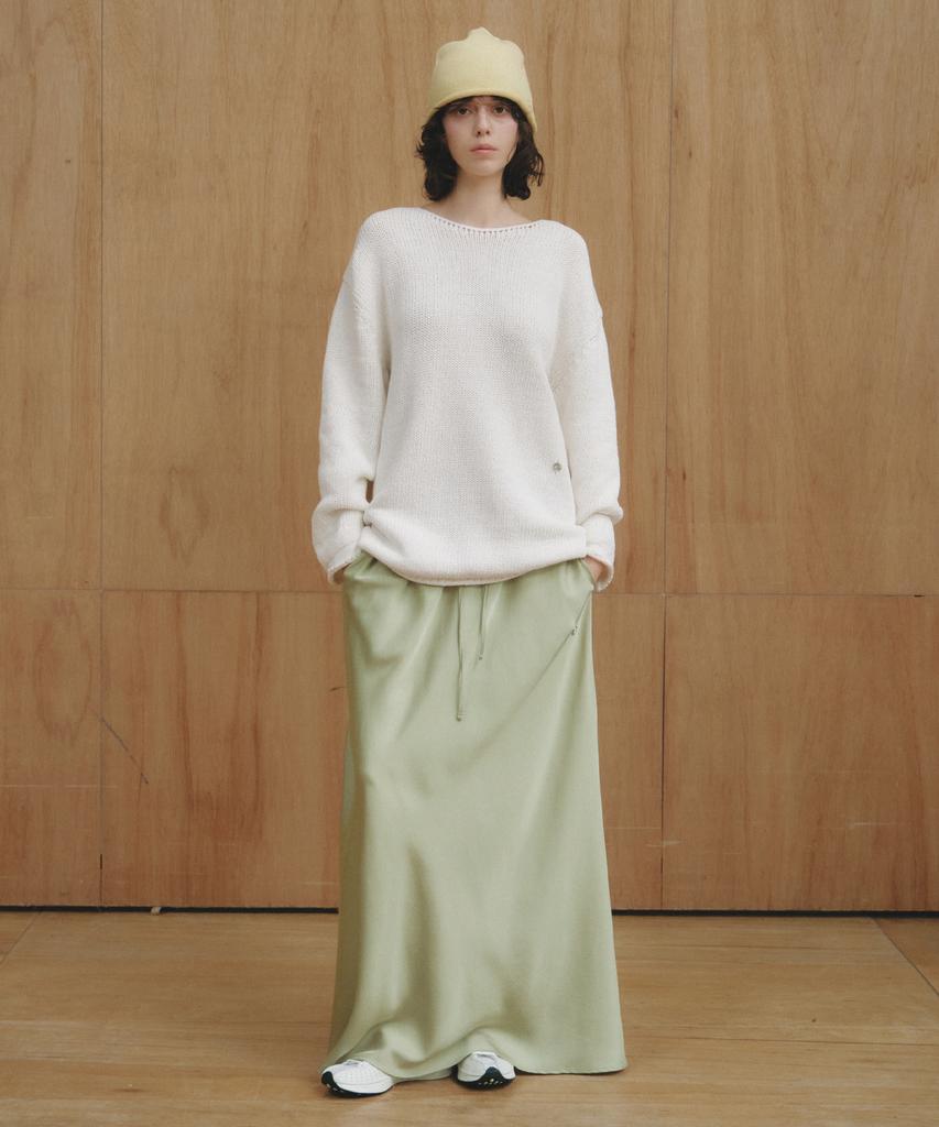CITTA Relaxed Satin Maxi Skirt_Cts624(Green)