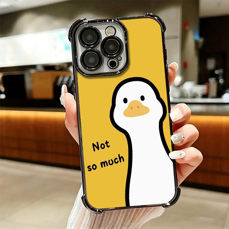 Cartoon Cute Duck Soft Phone Case For iPhone 15 16 17 Air 14 Pro Max 16E Plus 13 12 Mini Plating Anti-Fall Fundas