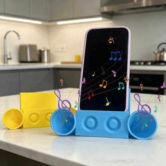 Doppel-Lautsprecher Handyhalter 3D-gedruckter Verstärker Handy-Ständer Klangvolumen-Verstärker für