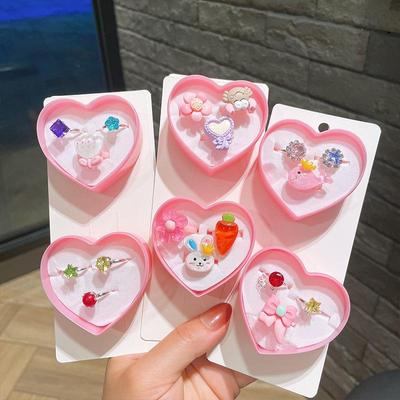 Princess Gem Ring Set for Girls: Cute Cartoon Fruit Jewelry - Perfect Children's Day Gift