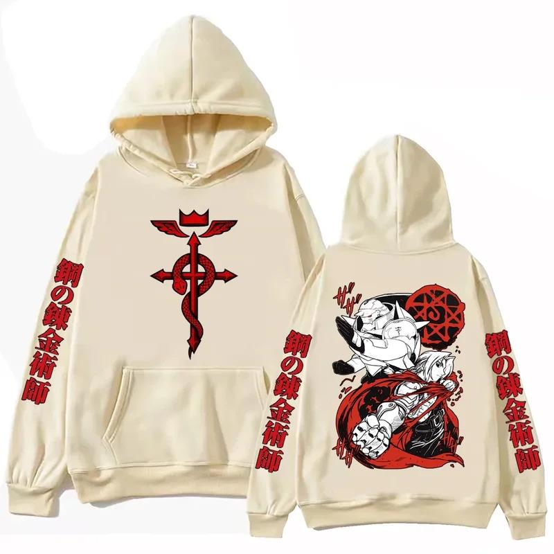 Anime Sci-Fi-Abenteuer Fullmetal Alchemist Print Herbst- und Wintermode Persönlichkeit Herren Outdoor-Freizeit Locker Street Hoodie