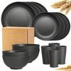TEMU Wheat Straw 16-Piece Tableware Set: Bowls, Plates, Cups, and Cutlery