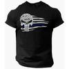 Skull Blue T-Shirt USA Warrior Flag Military Punisher Patriotic Skull Gym