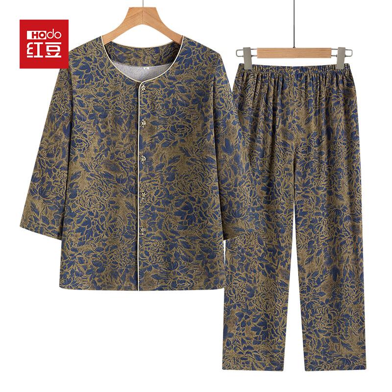 Hodo New Chinese Style Floral Print Summer Suit for Moms 4XL