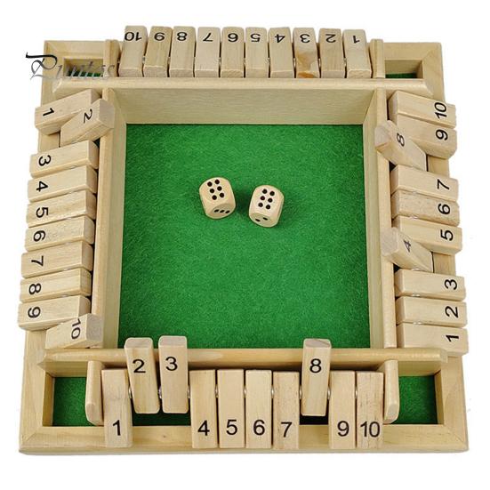 Tabellone del Gioco Shut The Box con 2/4 Dadi a Quattro Lati per Bambini Adulti Famiglia Educativo in Legno Matematica Numeri Strategia Giocattolo Chiudibile Accessori Notturni 4 Giocatori