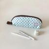 Cute Polka Dot Quilted Pencil Case Large Capacity Portable Strap For School Office Students Use