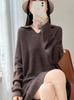 Women's Early Autumn 100% Wool Tassel Lapel Sweater - Stylish Loose Knitwear with Drop Shoulders