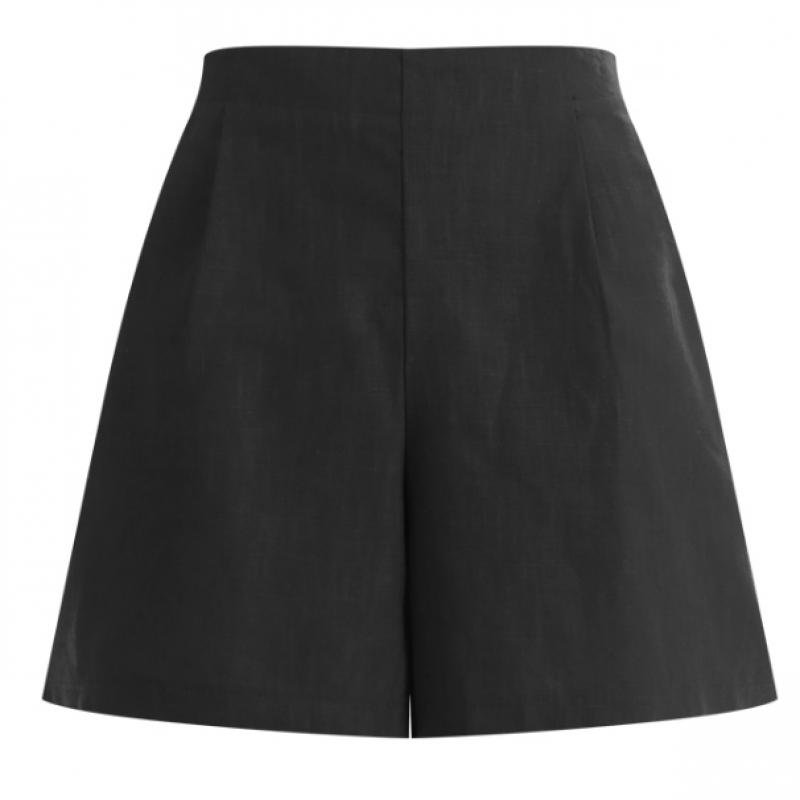 Shop Women Linen Back Banding Shorts Brown Pic Wpt 1395