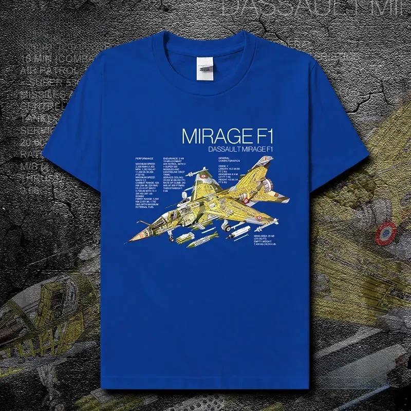 Francie F1 Mirage Fighter Tričko s potiskem nákresu 100% bavlna Kulatý výstřih Krátký rukáv Letní Ležérní Pánské Tričko Streetwear