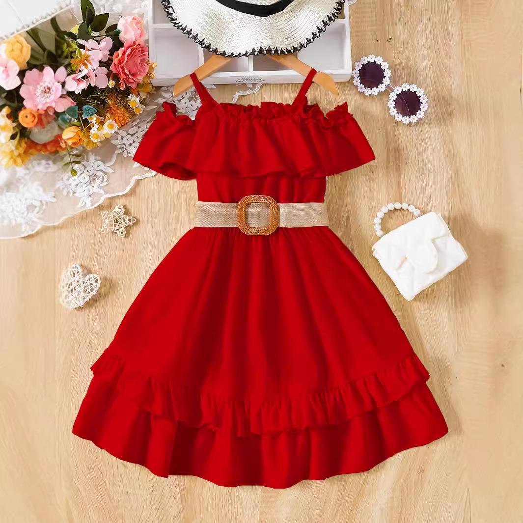 

New Style Red Dress for Girls French Style 3-10 Years Old High-end Factory Wholesale in Stock 100cm червоний