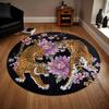 1 Stk Tiger Print Rundt område Teppe innendørs Sklisikkert vaskbart fiberteppe Myk Komfortabel matte For soverom Stue
